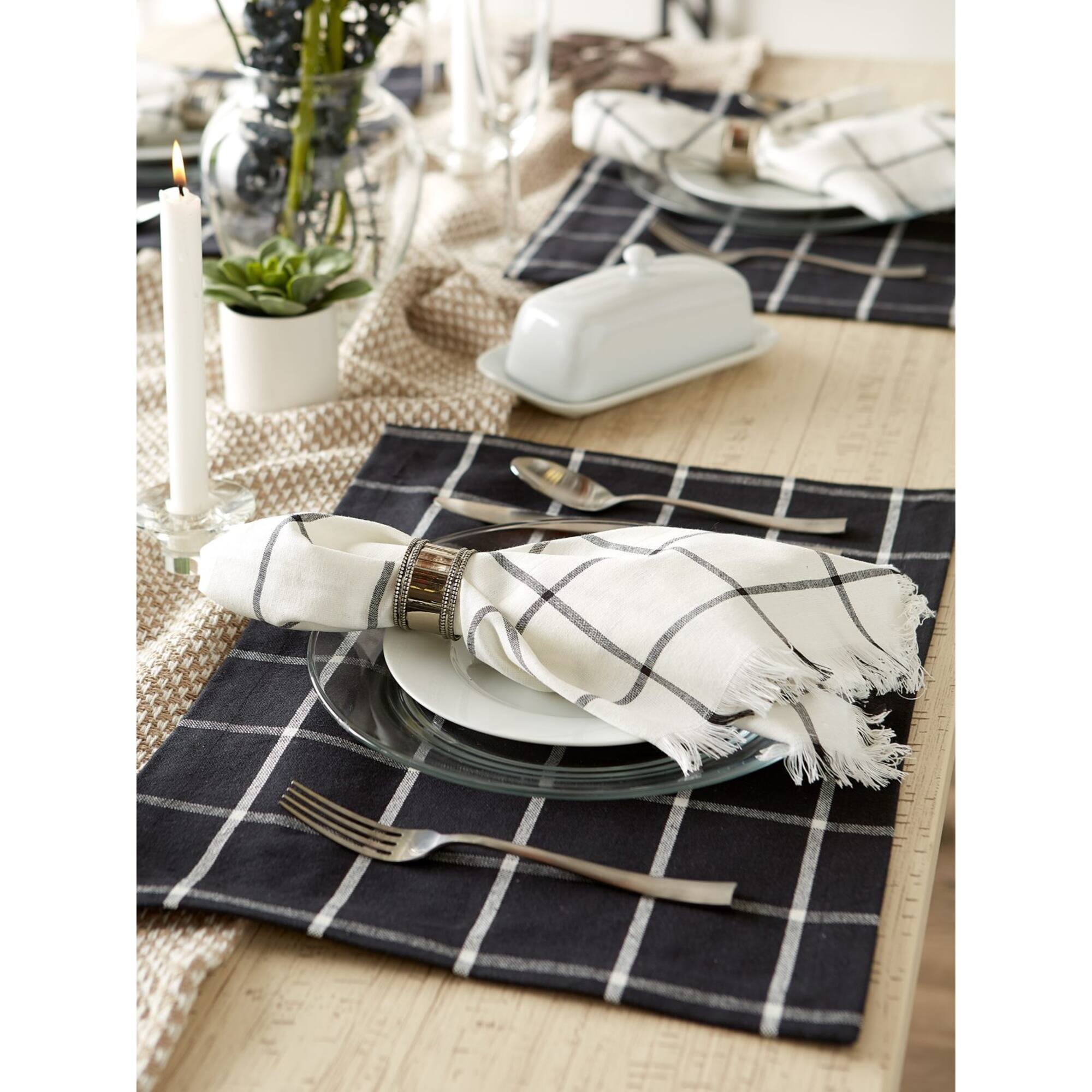DII® Black Check Fringed Cloth Dinner Napkins, 6ct.